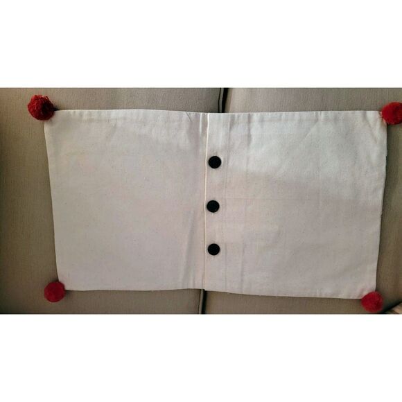 West Elm Meri Meri Swirl 12" x 21" Embroidered Pillow Cover w Pom Pom Trim NEW - Picture 2 of 4